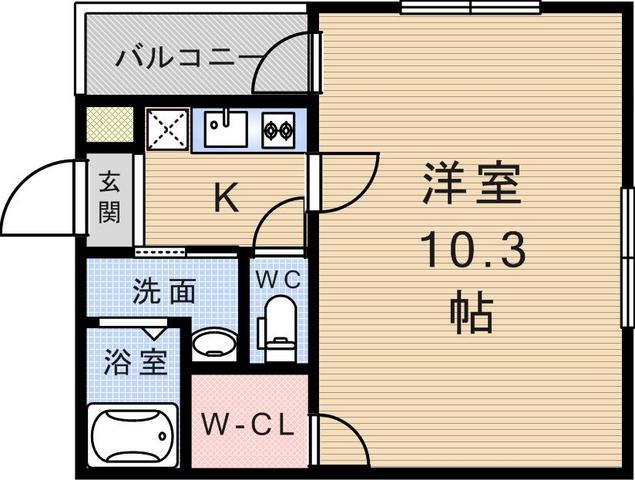 フジパレス立花町2番館(1K/1階)の間取り写真