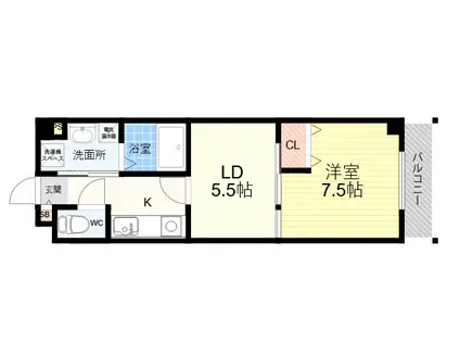 ト-シンクレール塚口(1LDK/3階)の間取り写真