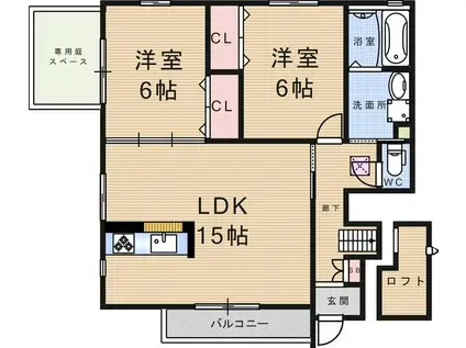 アメニティ3(2LDK/1階)の間取り写真