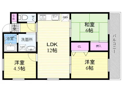 ローレルハイム塚口(2SLDK/2階)の間取り写真