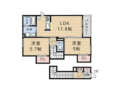 シャーメゾンアムール(2LDK/2階)の間取り写真