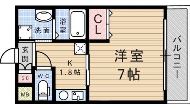 リープラス立花(1K/4階)の間取り写真