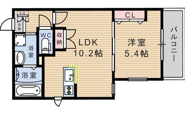 LUCIAANNA イースト(1LDK/2階)の間取り写真