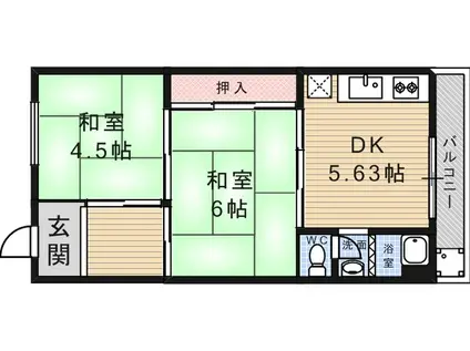 ニューグリーンマンション(2DK/3階)の間取り写真