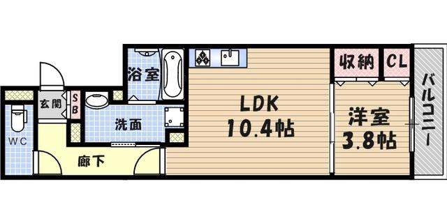 カーサ武庫之荘(1LDK/1階)の間取り写真
