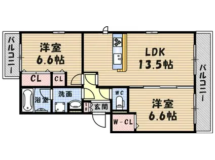 SUNNYCOURT稲葉荘(2LDK/1階)の間取り写真