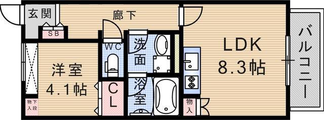 ARDER CASA2(1LDK/2階)の間取り写真