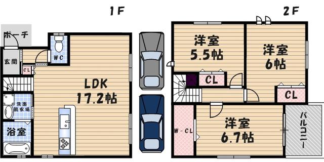 阪急今津線 甲東園駅 徒歩26分 2階建 築10年(3LDK)の間取り写真