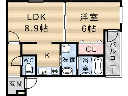 フジパレス南武庫之荘3番館(1LDK/1階)の間取り写真