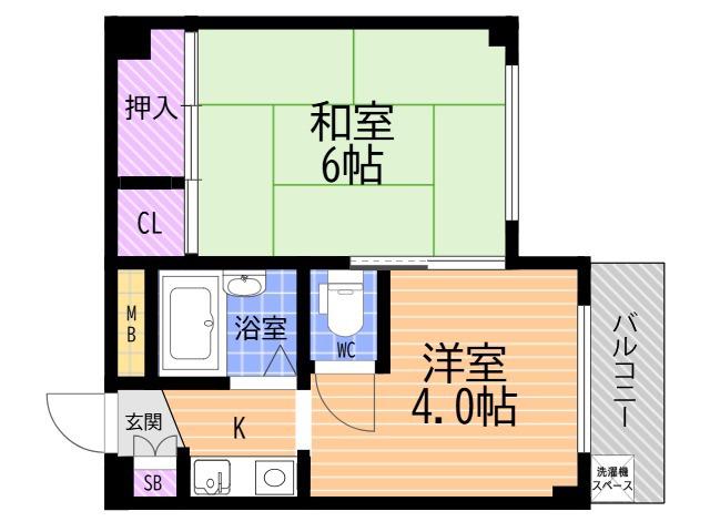ハイツ武庫川(2K/2階)の間取り写真