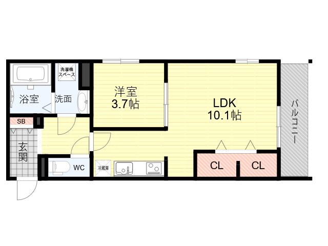 セジュール武庫之荘(1LDK/3階)の間取り写真