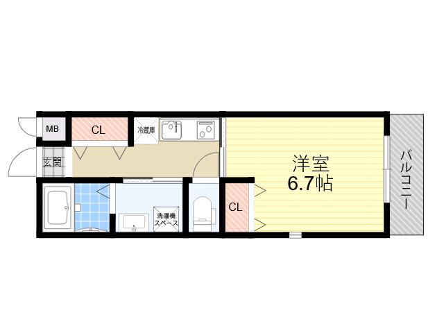 CROUD武庫之荘(1K/2階)の間取り写真