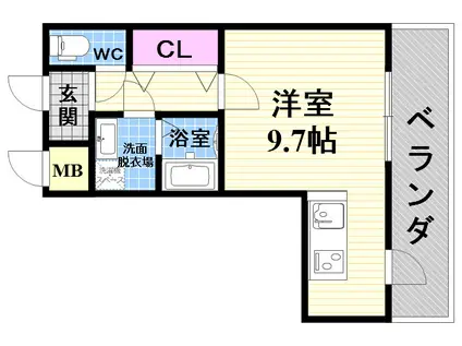 リアコート武庫之荘(1K/2階)の間取り写真