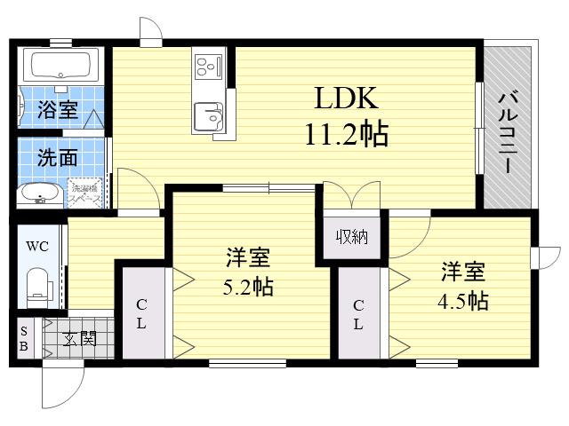 MAISON LANGE (2LDK/2階)の間取り写真