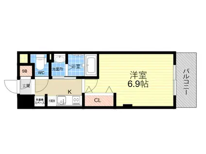 LUXE塚口(1K/6階)の間取り写真