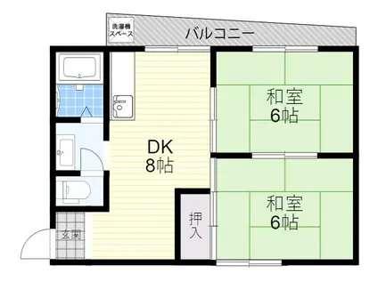 車塚ハウス(2DK/3階)の間取り写真