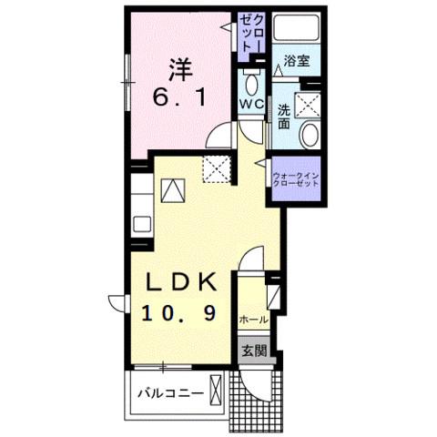 プラシード武庫町(1LDK/1階)の間取り写真