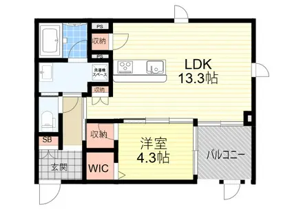 リスタ塚口(1LDK/1階)の間取り写真