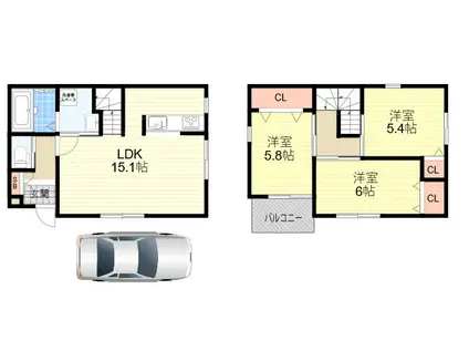 阪急神戸本線 武庫之荘駅 徒歩26分 2階建 築3年(3LDK)の間取り写真