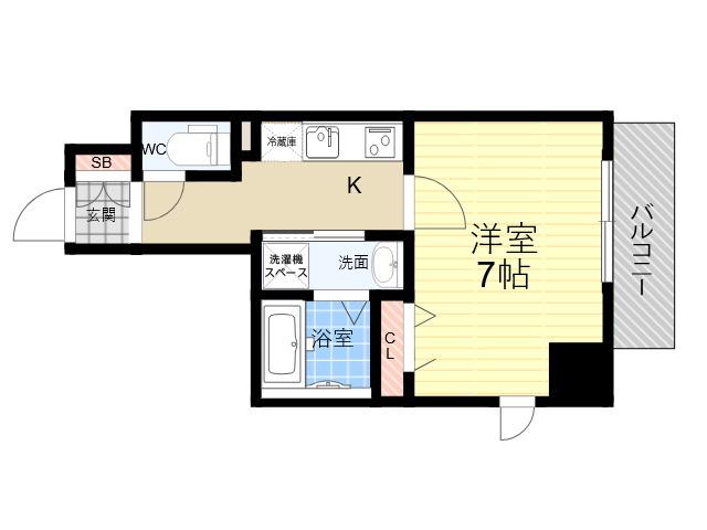 レリーフ南塚口(1K/3階)の間取り写真
