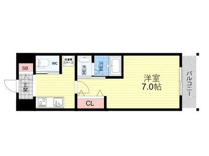 ラ・ポルテ武庫之荘(1K/3階)の間取り写真