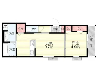 エステート塚口(1LDK/1階)の間取り写真