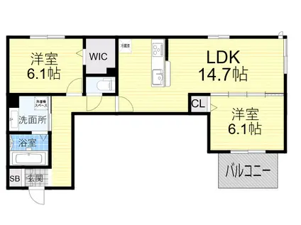 JR東海道・山陽本線 立花駅 徒歩4分 3階建 築1年(2LDK/2階)の間取り写真