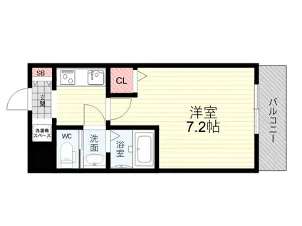 AILE南武庫之荘ウエスト(1K/1階)の間取り写真