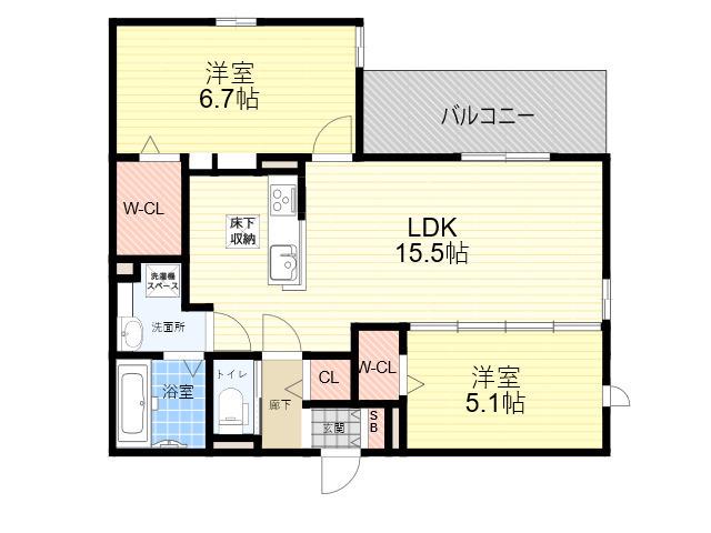 M&R AIKI(2LDK/1階)の間取り写真