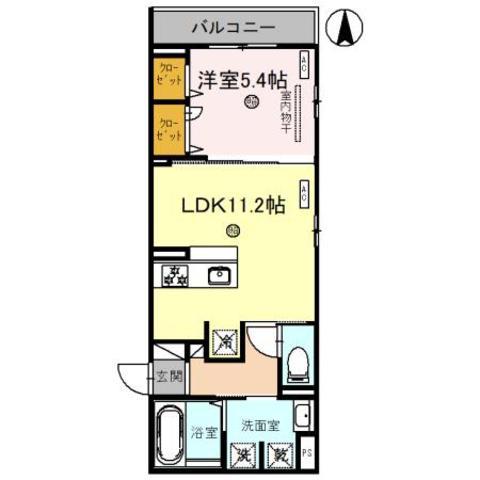プルミエ ラムール(1LDK/2階)の間取り写真