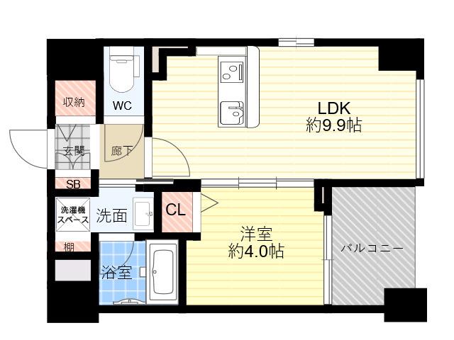 BROOKLYN SQUARE(1LDK/4階)の間取り写真