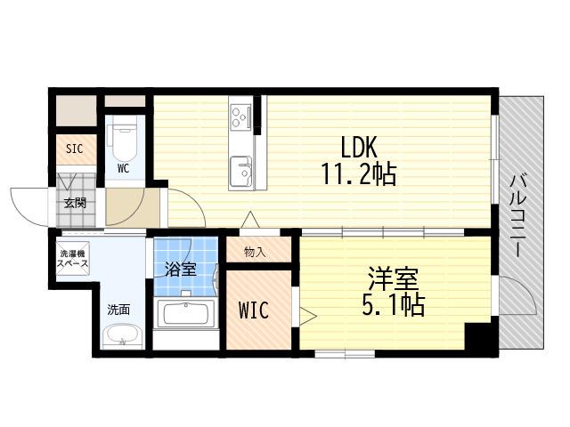 トリアノン塚口(1LDK/5階)の間取り写真