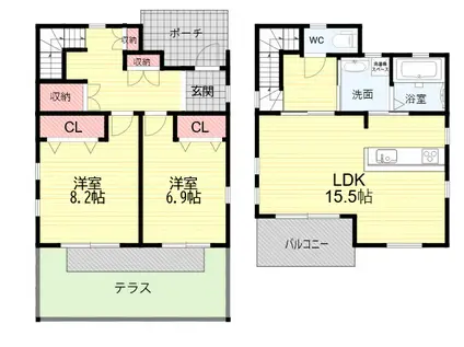 JR東海道・山陽本線 立花駅 徒歩14分 2階建 築24年(2LDK)の間取り写真