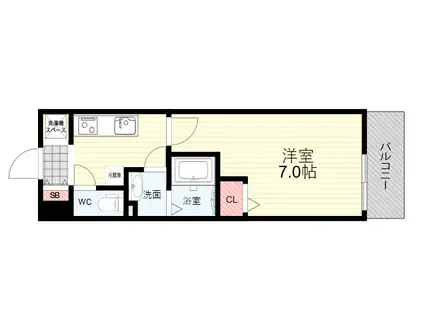 A2南武庫之荘(1K/3階)の間取り写真