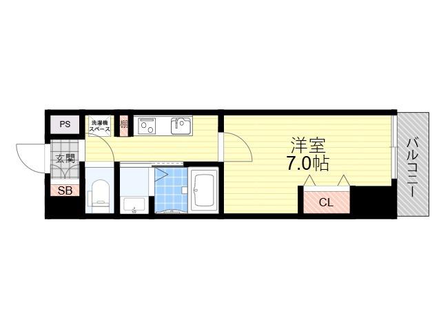 千葉・立花(1K/8階)の間取り写真