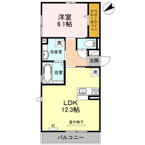 サザングレイスⅡ(1LDK/2階)の間取り写真