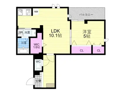レガリア東園田(1LDK/2階)の間取り写真