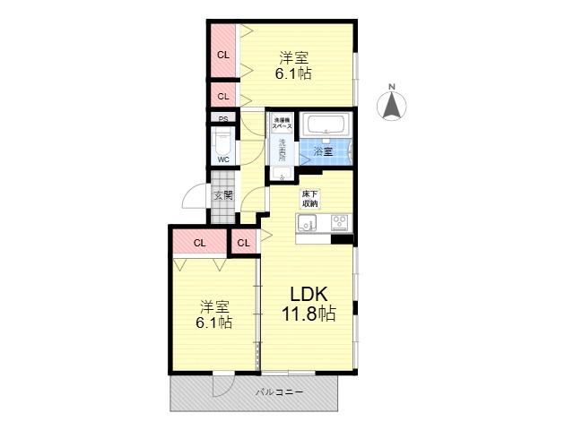 LAMAISON塚口(2LDK/3階)の間取り写真
