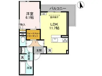 VIVRE立花(1LDK/2階)の間取り写真