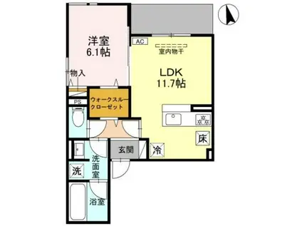 VIVRE立花(1LDK/1階)の間取り写真