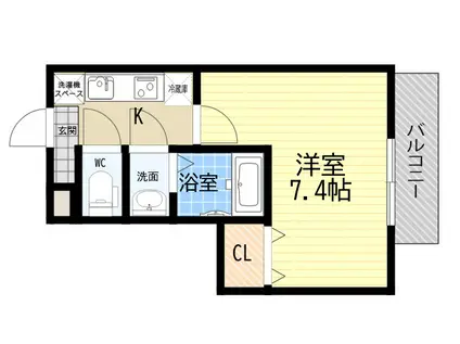 ROOST南武庫之荘(1K/2階)の間取り写真