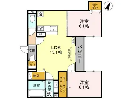 フルール(2LDK/3階)の間取り写真