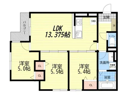 IL MIO CORTE塚口(3LDK/2階)の間取り写真