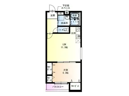 フジパレス阪急武庫之荘駅東2番館(1LDK/3階)の間取り写真