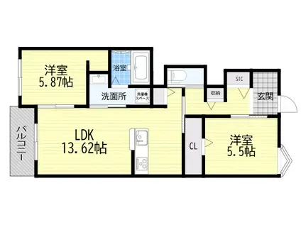 西昆陽2丁目集合(2LDK/1階)の間取り写真
