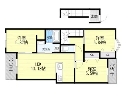 西昆陽2丁目集合(3LDK/2階)の間取り写真