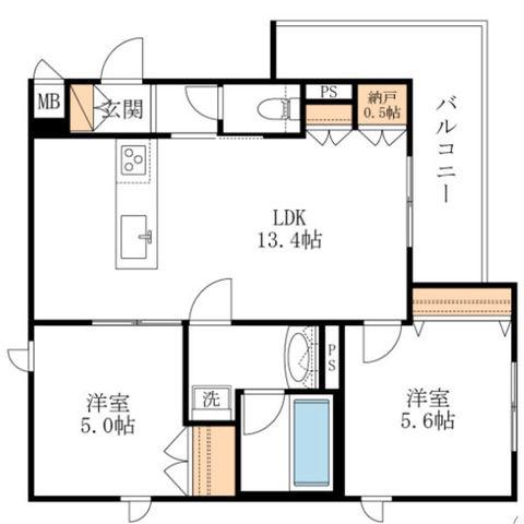 プラフロール武庫之荘(2SLDK/2階)の間取り写真