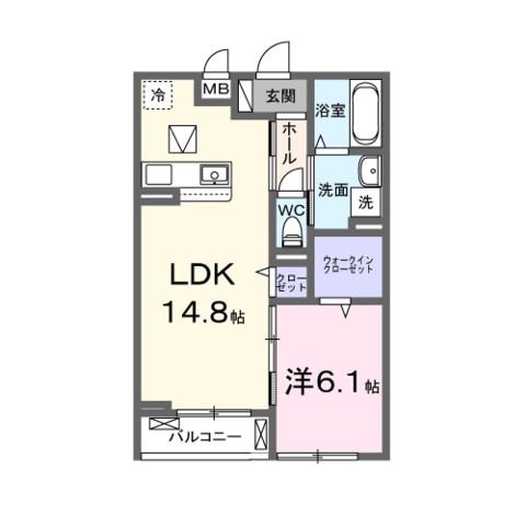 リヴァーサイド ヴィラ(1LDK/1階)の間取り写真