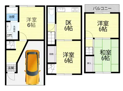 JR東海道・山陽本線 立花駅 徒歩18分 3階建 築47年(4DK)の間取り写真