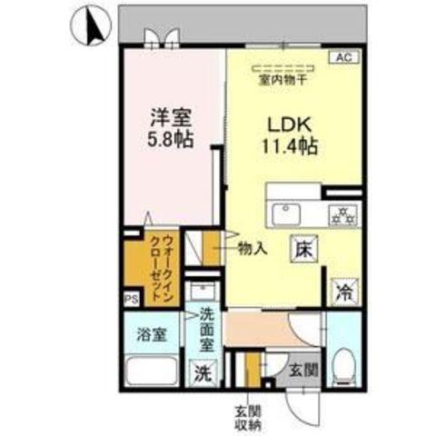 FIELD COURT(1LDK/1階)の間取り写真